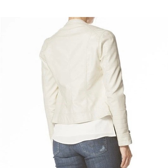 Off-white Faux Leather Moto Jacket - Picture 2 of 2